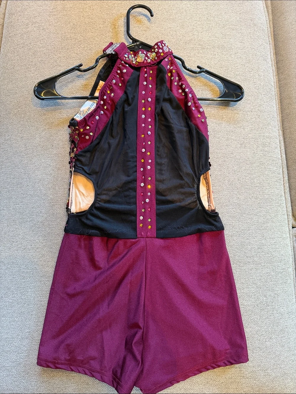 Costume: Dance Costume - Burgundy Sequin Halter Romper